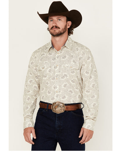 Cody James Men's Treven Floral Print Long Sleeve Snap Western Shirt -