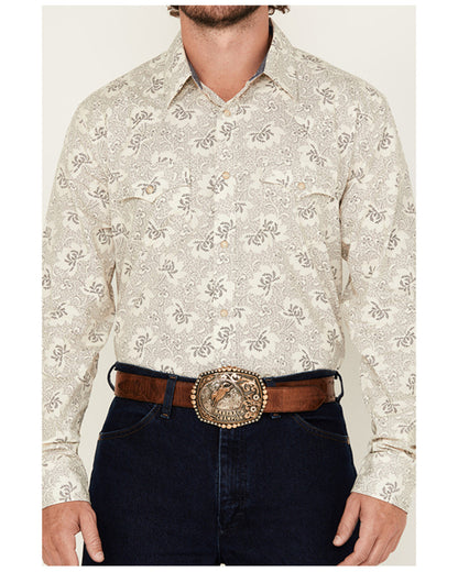 Cody James Men's Treven Floral Print Long Sleeve Snap Western Shirt -