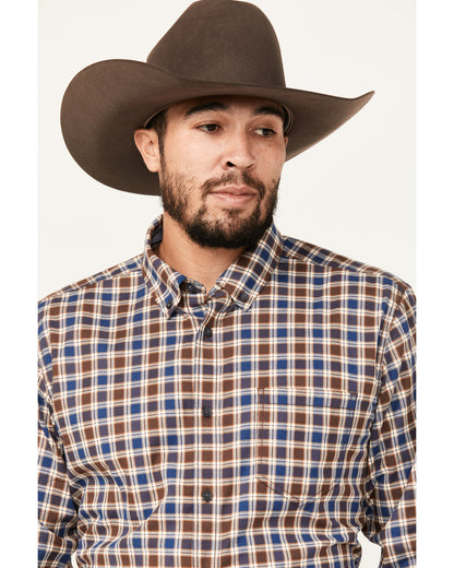 Cody James Men's Hound Dog Plaid Print Long Sleeve Button-Down Western