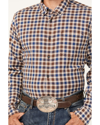 Cody James Men's Hound Dog Plaid Print Long Sleeve Button-Down Western