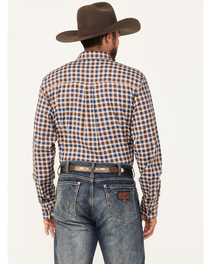 Cody James Men's Hound Dog Plaid Print Long Sleeve Button-Down Western