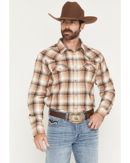 Cody James Men's Bravo Plaid Print Long Sleeve Snap Flannel Shirt - Ta