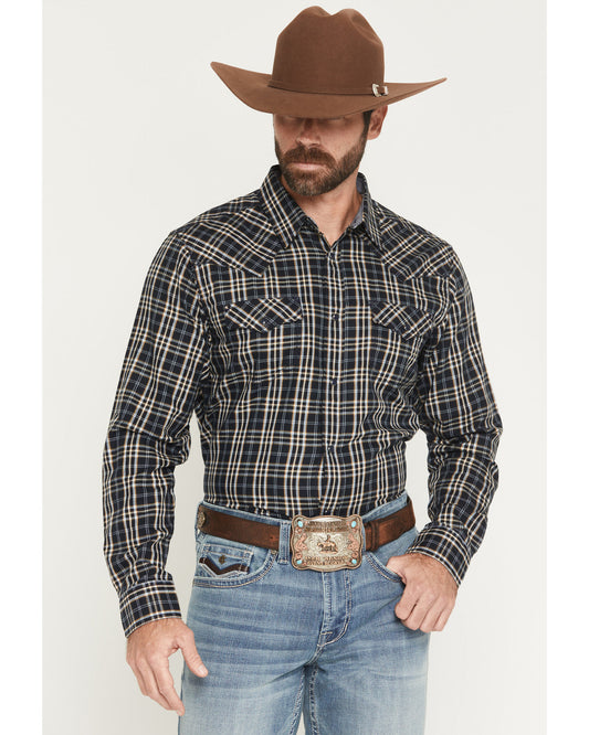 Cody James Men's Warriors Way Plaid Print Long Sleeve Snap Western Shi
