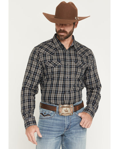 Cody James Men's Warriors Way Plaid Print Long Sleeve Snap Western Shi