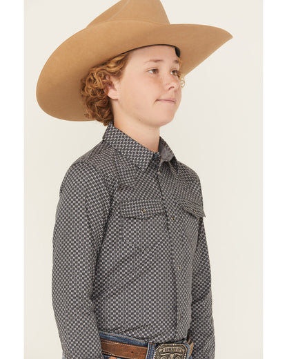 Cody James Boys' San Juan Geo Print Long Sleeve Snap Western Shirt