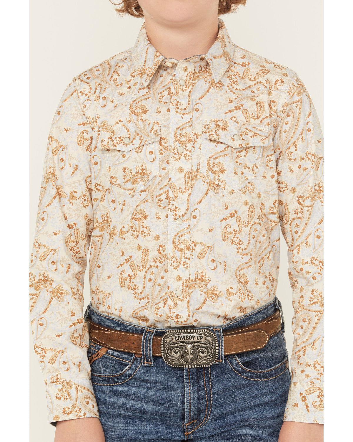Cody James Boys' Porter Floral Long Sleeve Snap Western Shirt