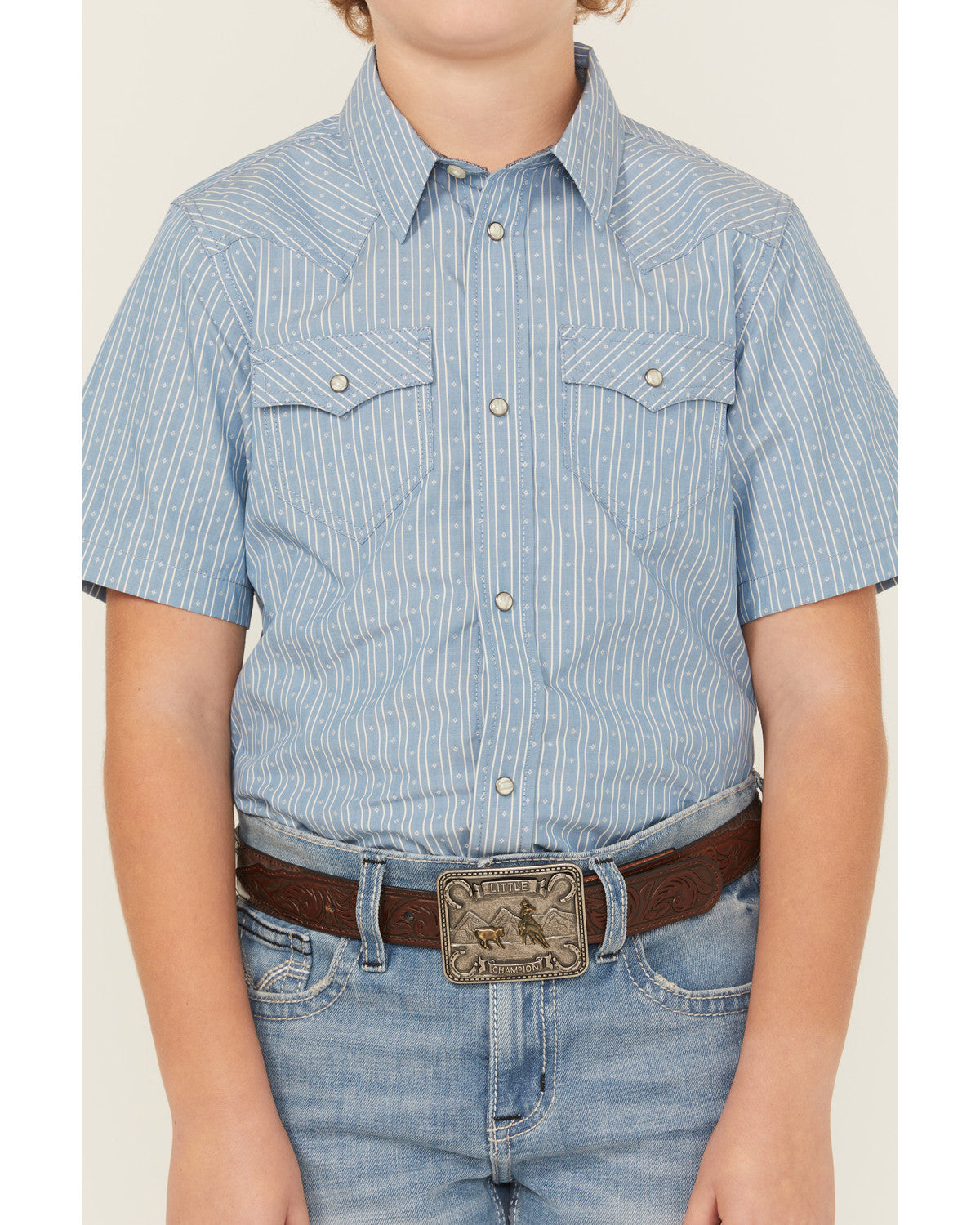 Cody James Boys' Cowboy Way Striped Print Short Sleeve Snap Western Sh