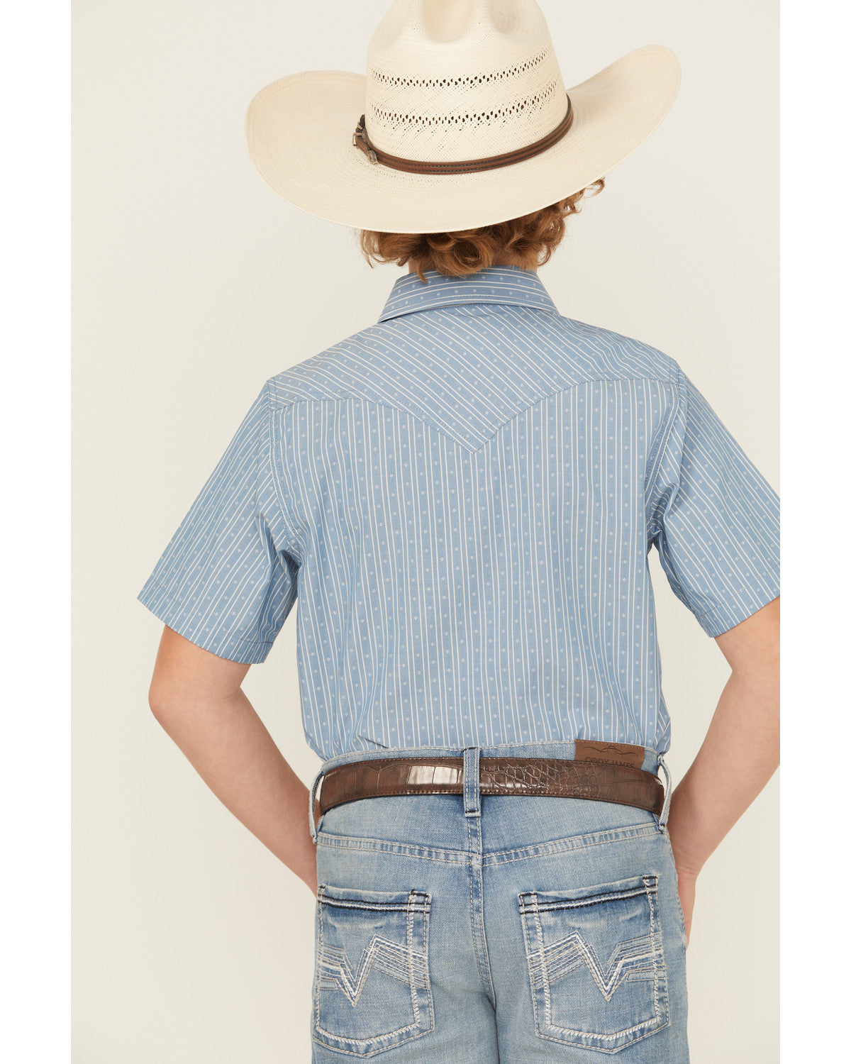 Cody James Boys' Cowboy Way Striped Print Short Sleeve Snap Western Sh