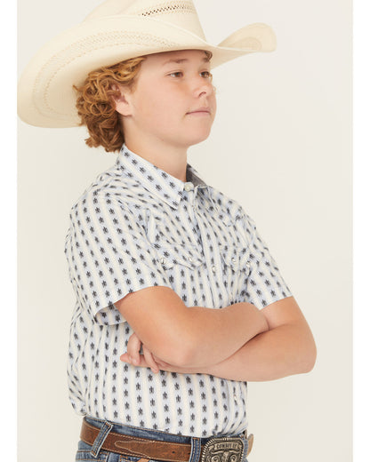 Cody James Boys' Outlaw Pass Striped Print Short Sleeve Snap Western S