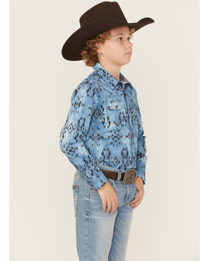 Cody James Boys' Maverick Southwestern Print Long Sleeve Snap Western