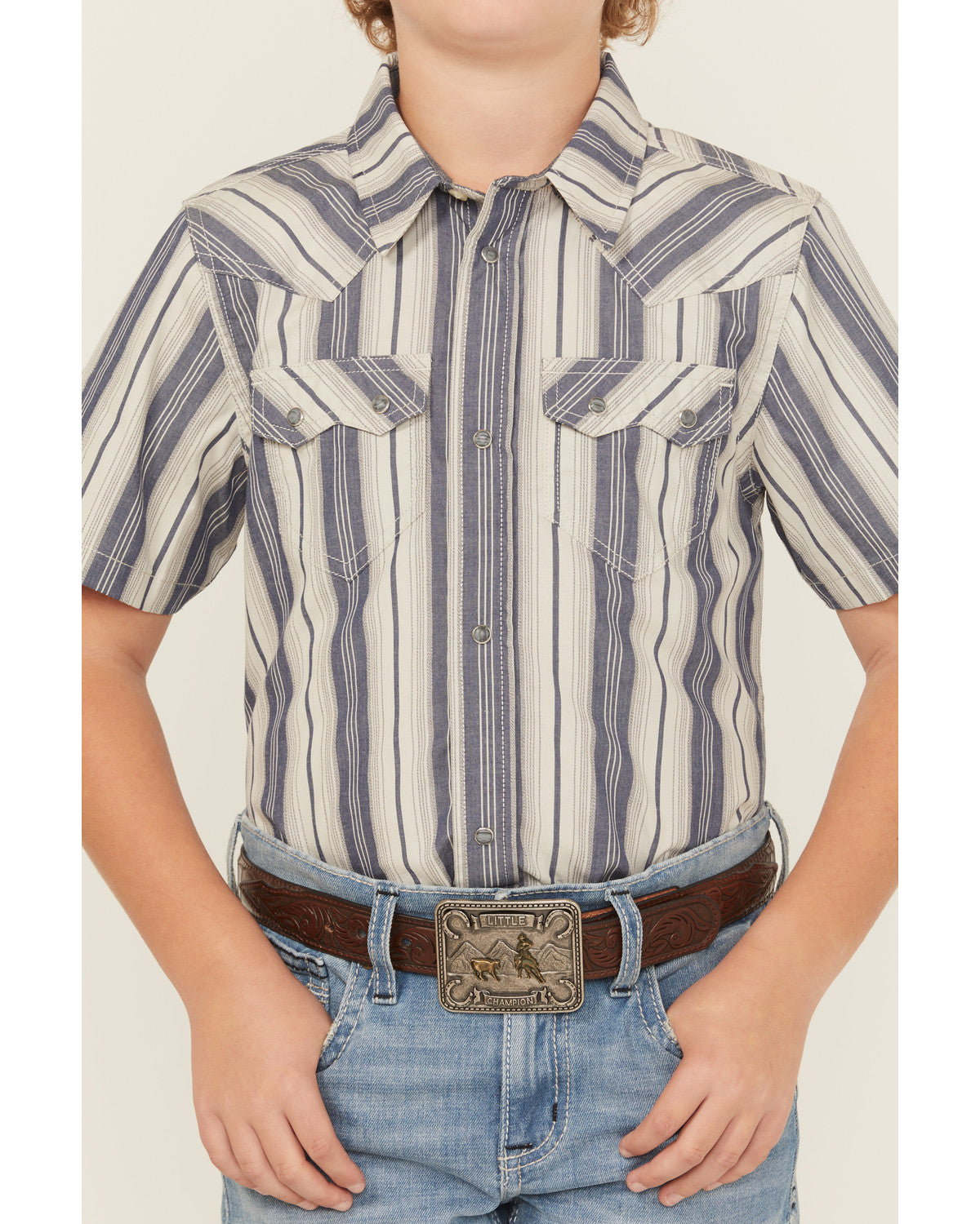 Cody James Boys' Roman Striped Short Sleeve Snap Western Shirt