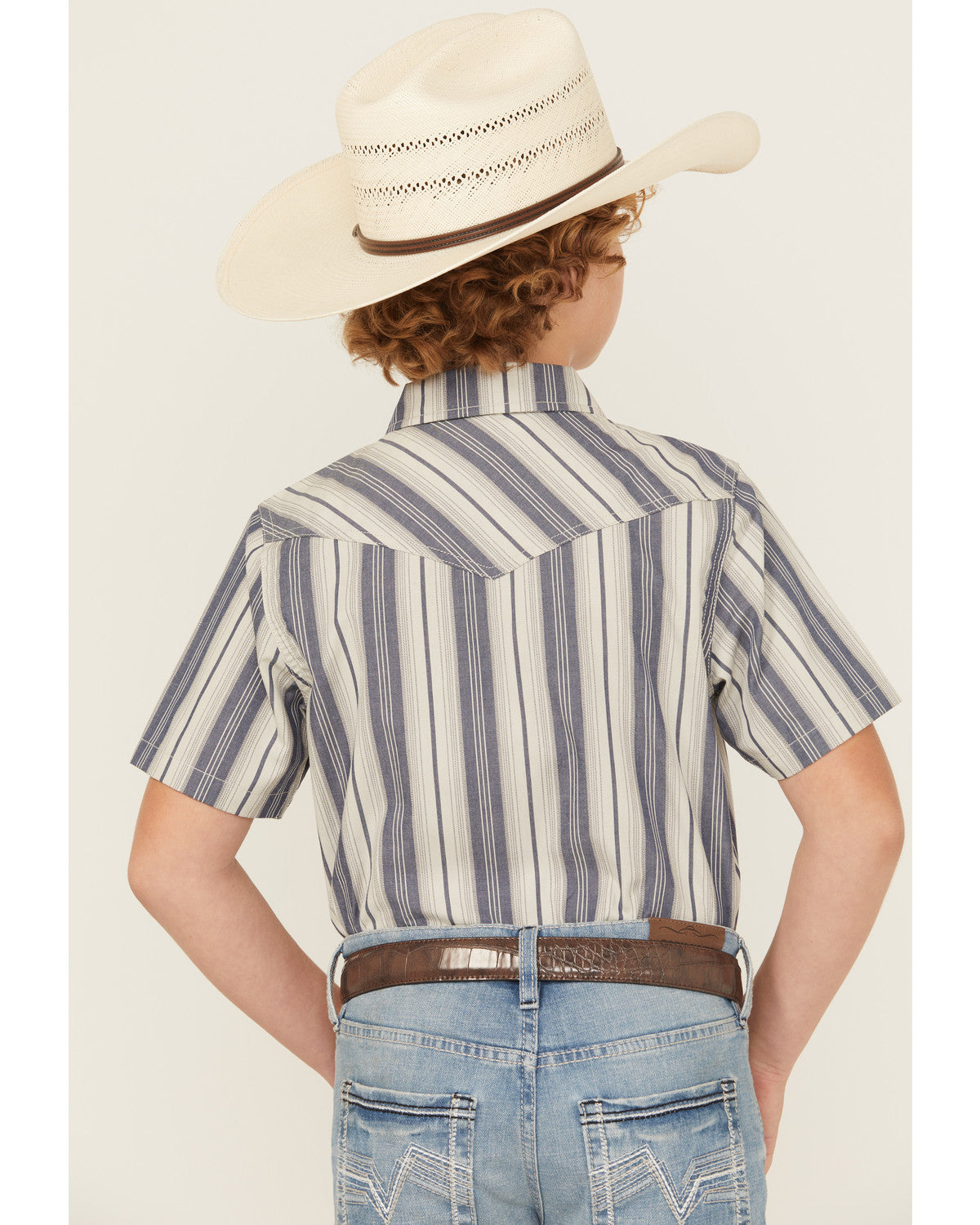 Cody James Boys' Roman Striped Short Sleeve Snap Western Shirt