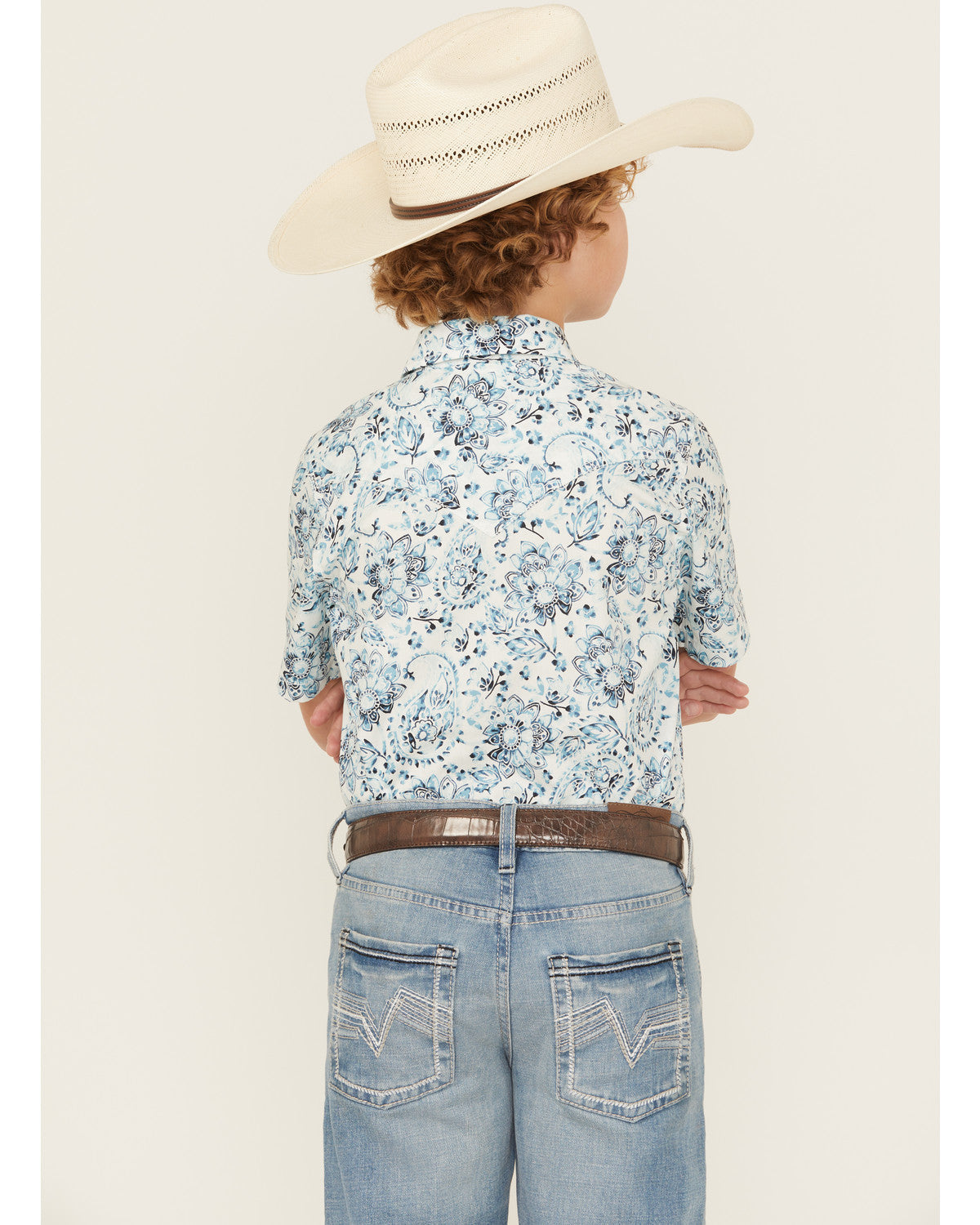 Cody James Boys' Frontier Threads Paisley Print Short Sleeve Snap West