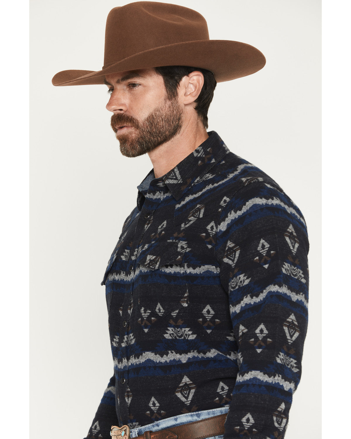 Cody James Men's Ironwood Southwestern Striped Long Sleeve Snap Flanne