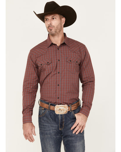 Cody James Men's Fire Mountain Long Sleeve Plaid Print Snap Western Sh