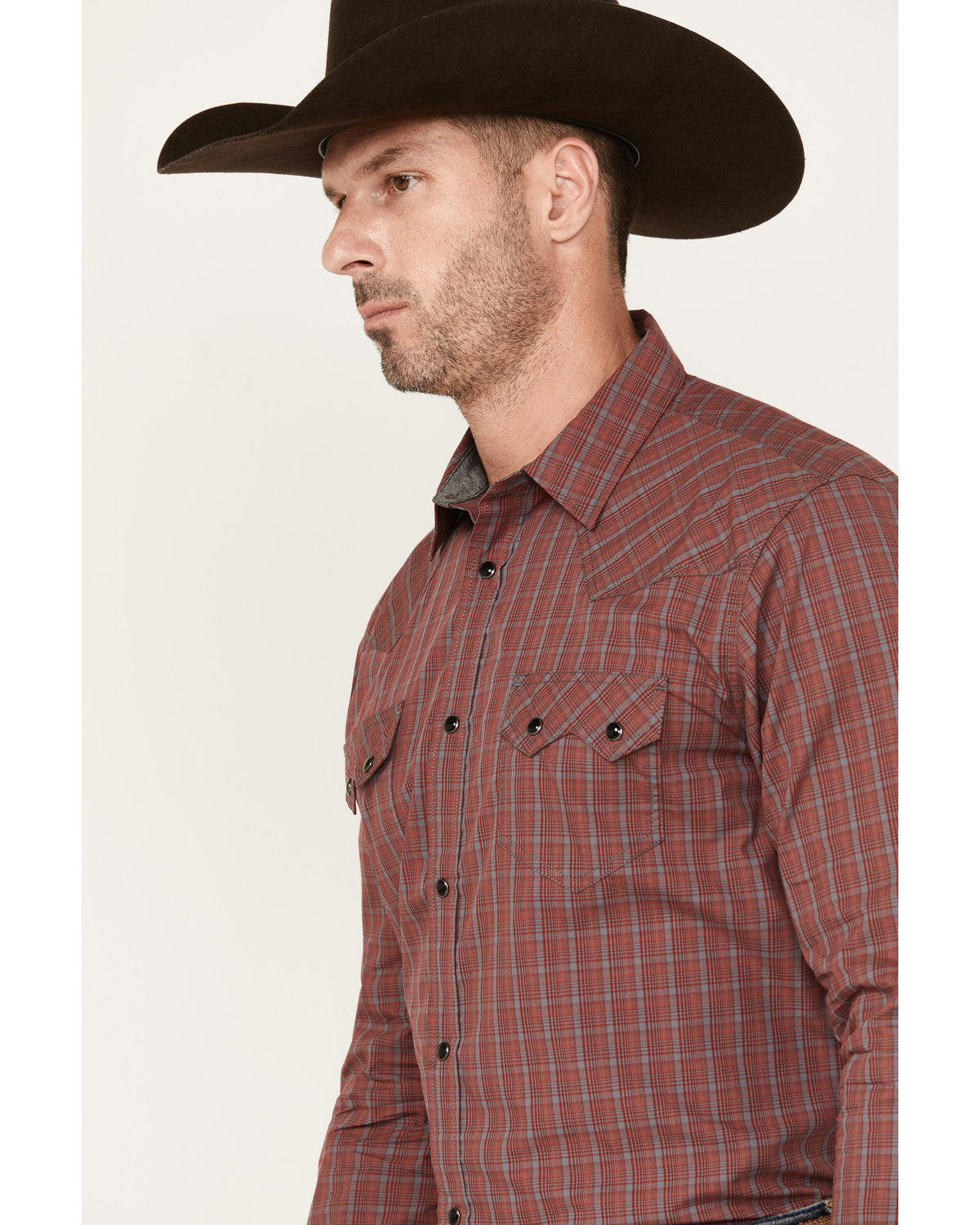 Cody James Men's Fire Mountain Long Sleeve Plaid Print Snap Western Sh