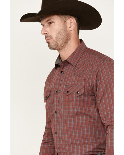 Cody James Men's Fire Mountain Long Sleeve Plaid Print Snap Western Sh