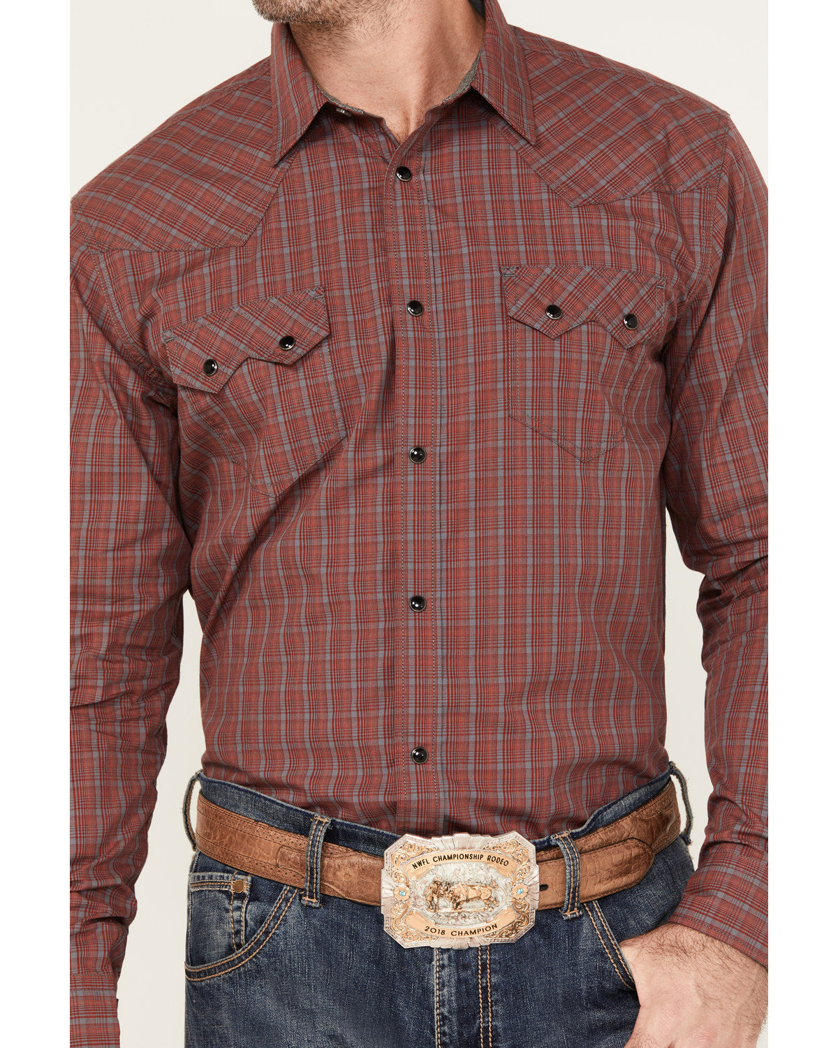 Cody James Men's Fire Mountain Long Sleeve Plaid Print Snap Western Sh