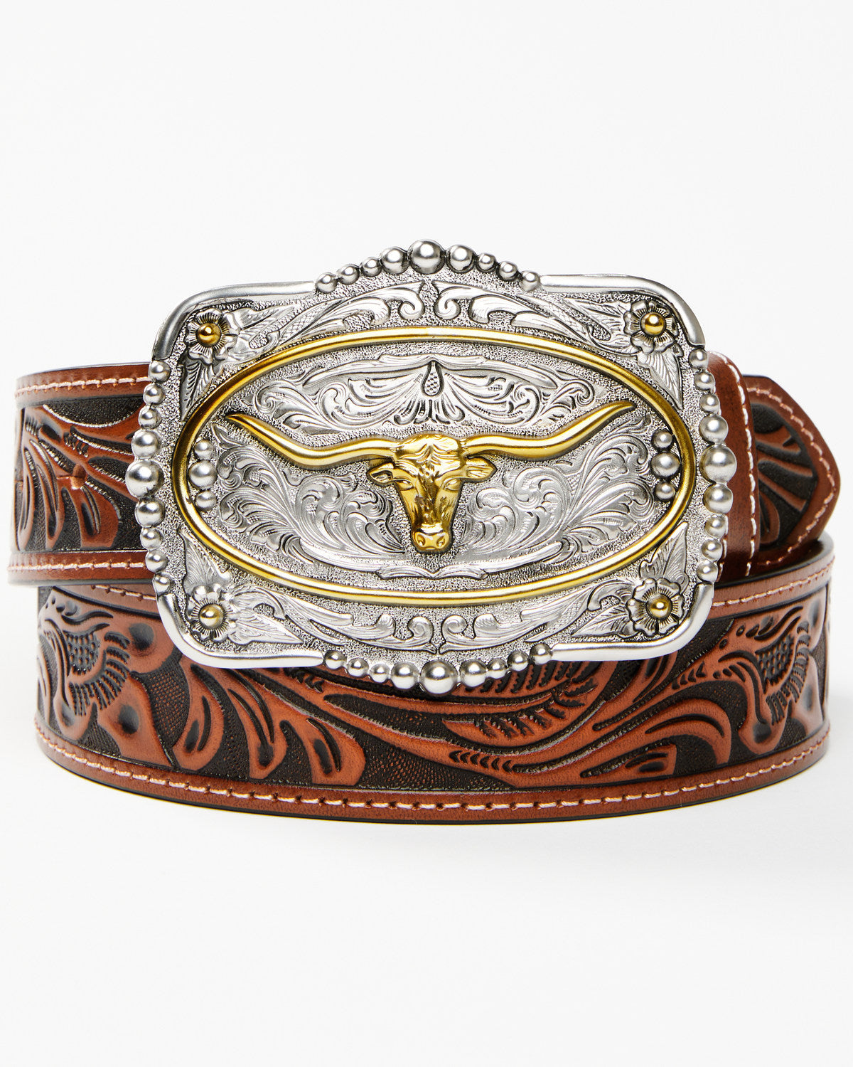 Cody James Men's Tooled Longhorn Buckle Belt