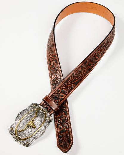 Cody James Men's Tooled Longhorn Buckle Belt