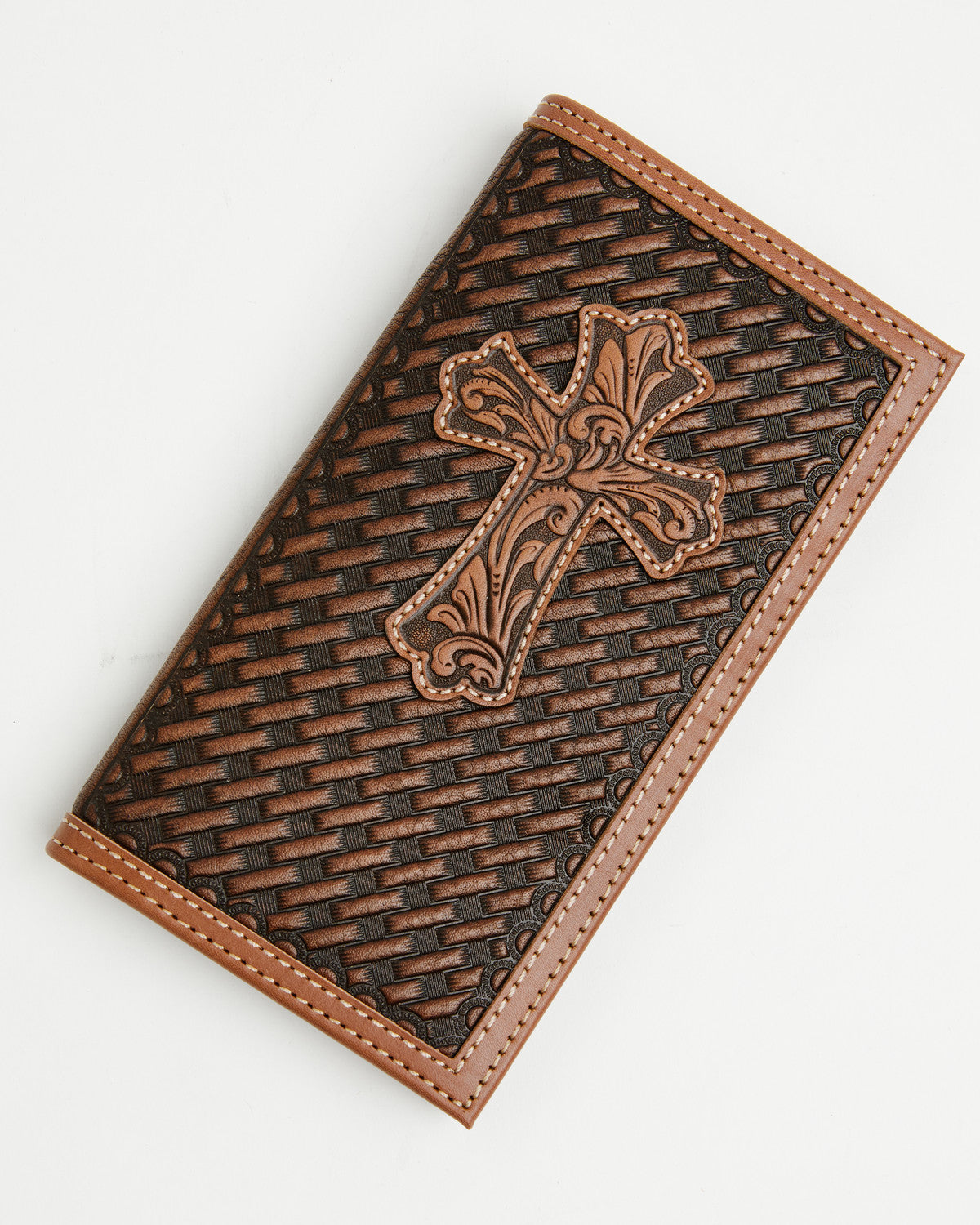 Cody James Men's Wells Basketweave Cross Leather Rodeo Wallet