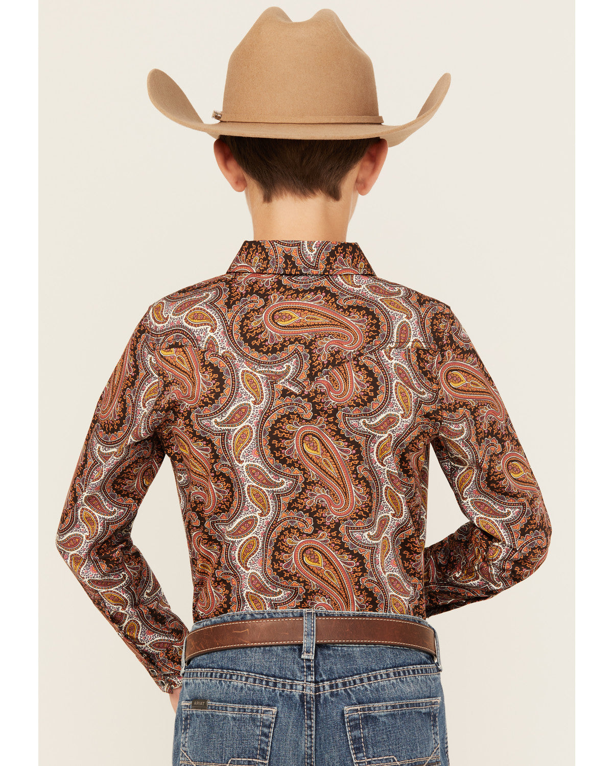 Cody James Boys' Dennis Paisley Print Long Sleeve Snap Western Shirt