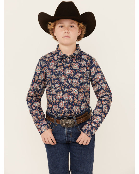 Cody James Boys' Grand Finale Paisley Print Long Sleeve Snap Western S