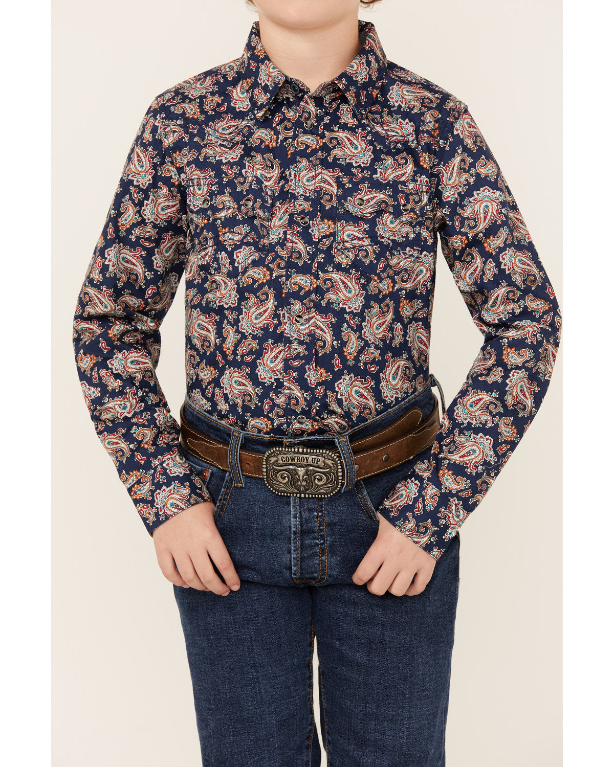 Cody James Boys' Grand Finale Paisley Print Long Sleeve Snap Western S