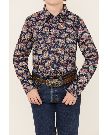 Cody James Boys' Grand Finale Paisley Print Long Sleeve Snap Western S