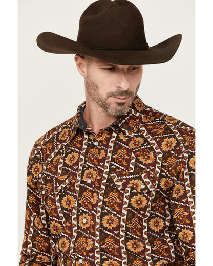Cody James Men's Row Boat Southwestern Print Long Sleeve Snap Western