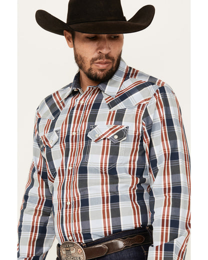 Cody James Men's Simple Life Plaid Print Long Sleeve Snap Western Shir