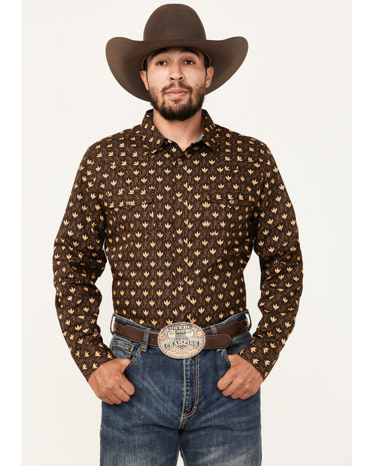 Cody James Men's Reign In Striped Print Long Sleeve Snap Western Shirt