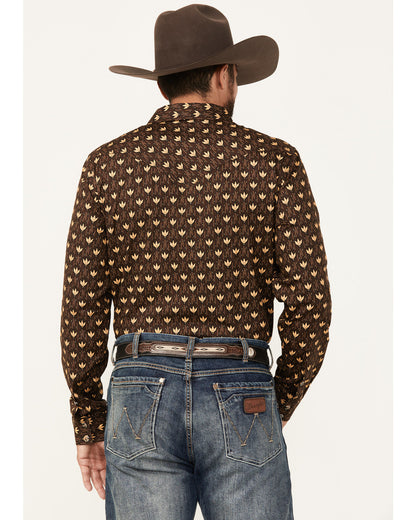 Cody James Men's Reign In Striped Print Long Sleeve Snap Western Shirt