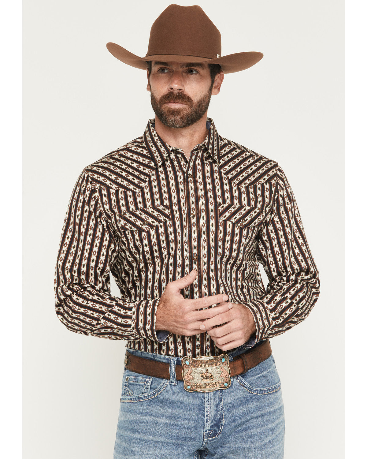 Cody James Men's Cowboys Legacy Southwestern Striped Long Sleeve Snap