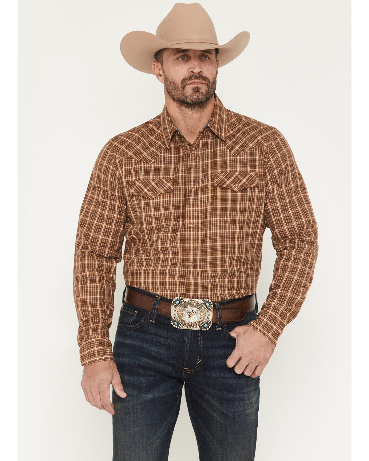 Cody James Men's Iron Oak Ranch Plaid Print Long Sleeve Snap Western S