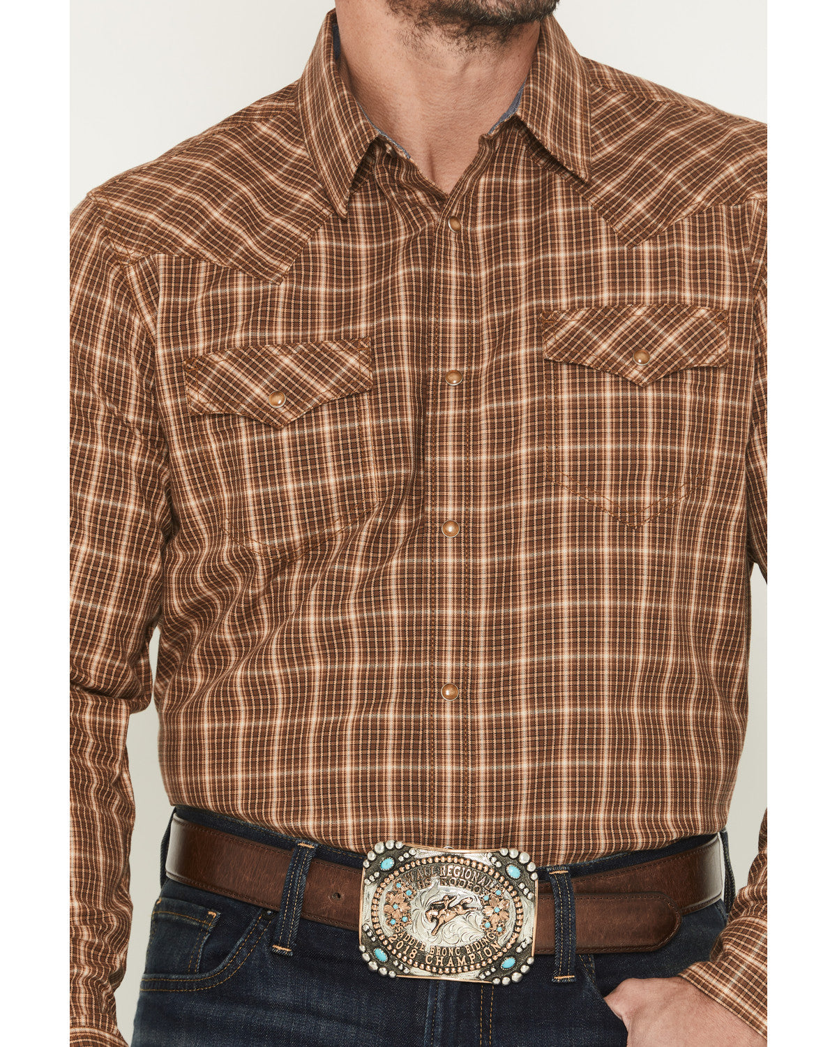 Cody James Men's Iron Oak Ranch Plaid Print Long Sleeve Snap Western S