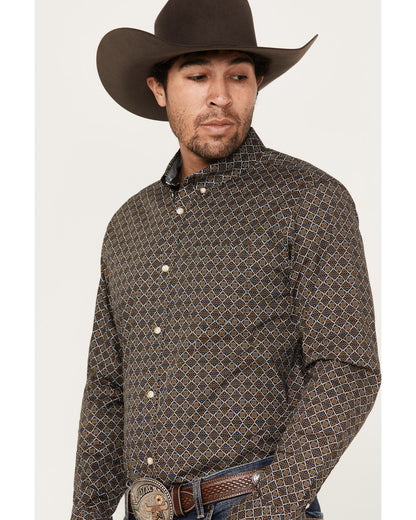 Cody James Men's Money Maker Print Long Sleeve Button-Down Western Shi