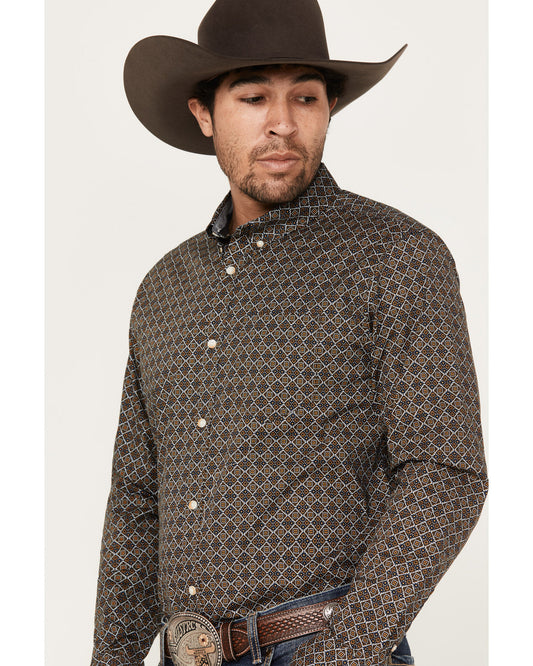 Cody James Men's Money Maker Print Long Sleeve Button-Down Western Shi