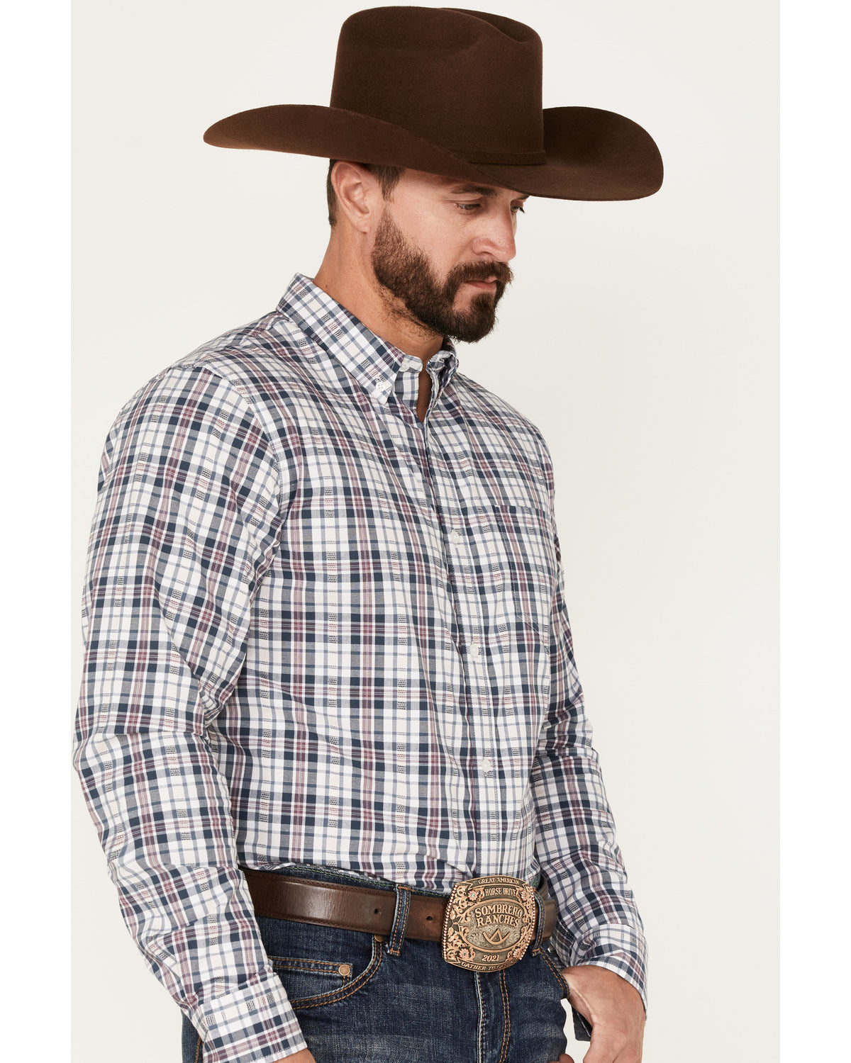 Cody James Men's Tonight Small Plaid Print Button-Down Western Shirt