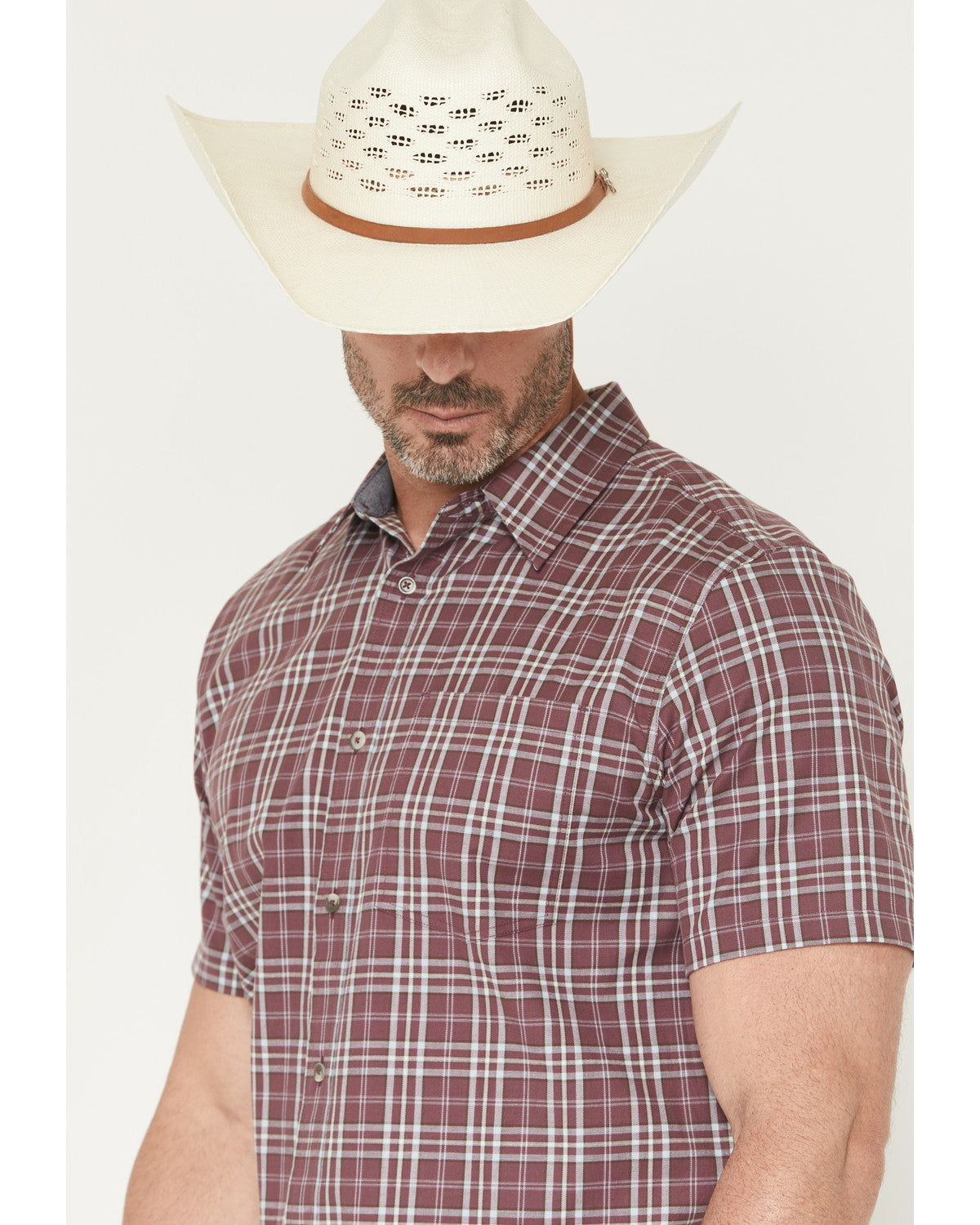 Cody James Men's Cowboy Brew Plaid Print Short Sleeve Button-Down Stre