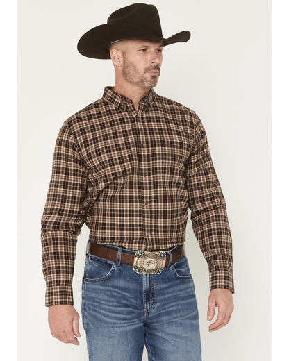 Cody James Men's Whiskey Ranch Plaid Print Long Sleeve Button-Down Str
