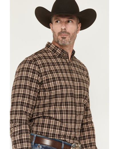Cody James Men's Whiskey Ranch Plaid Print Long Sleeve Button-Down Str