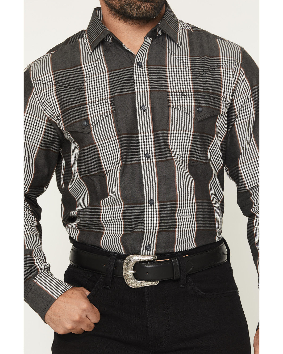 Cody James Black 1978® Men's Ace Plaid Print Long Sleeve Button-Down W