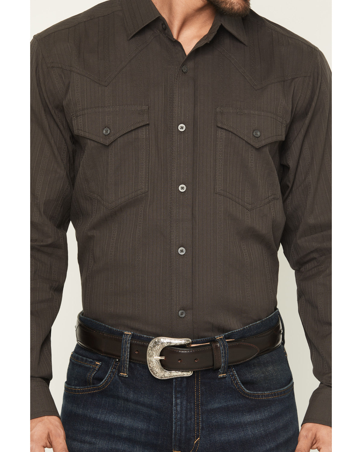 Cody James Black 1978® Men's Cluny Tonal Striped Long Sleeve Button-Do