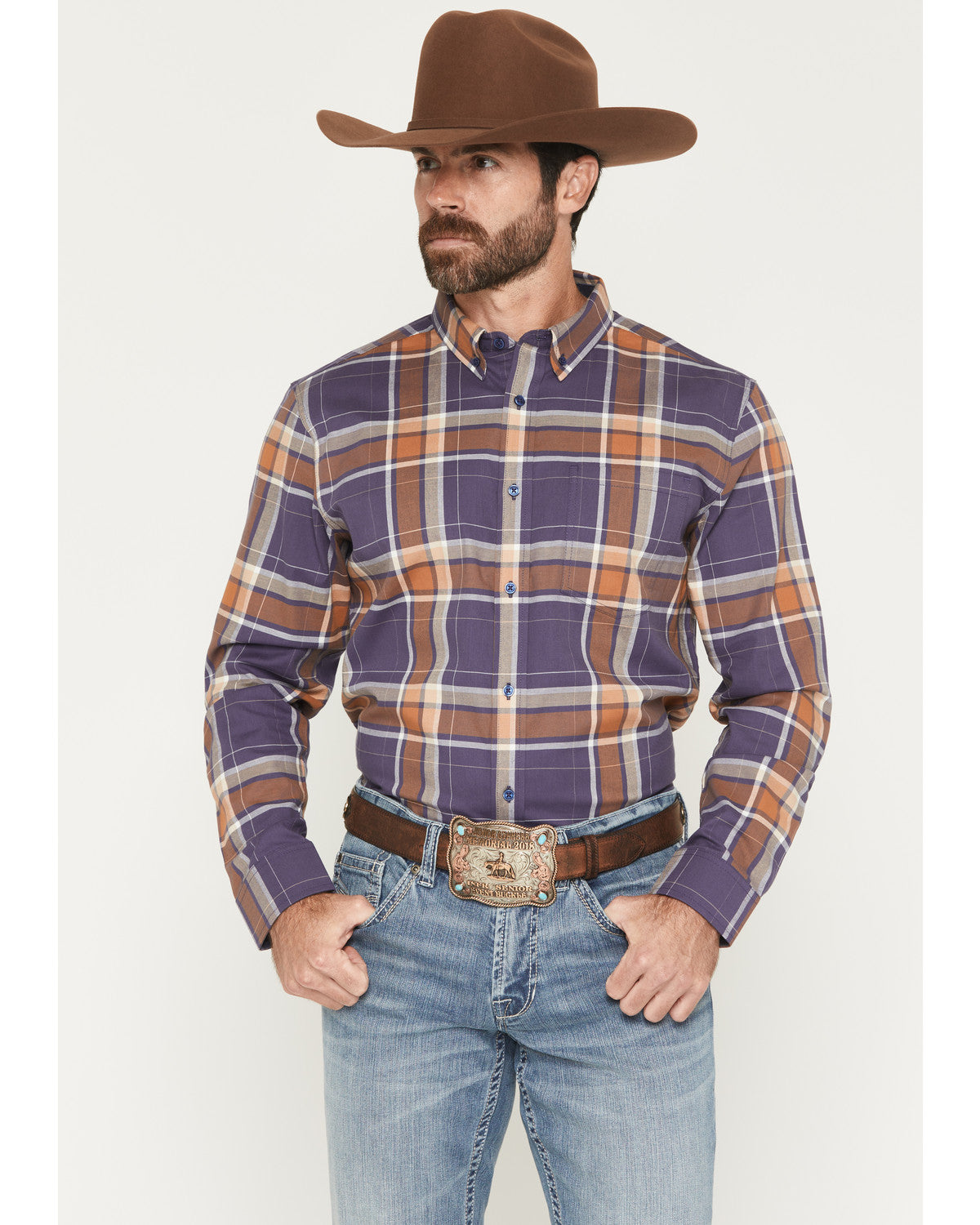 Cody James Men's Smokey Trail Plaid Print Long Sleeve Button-Down Stre