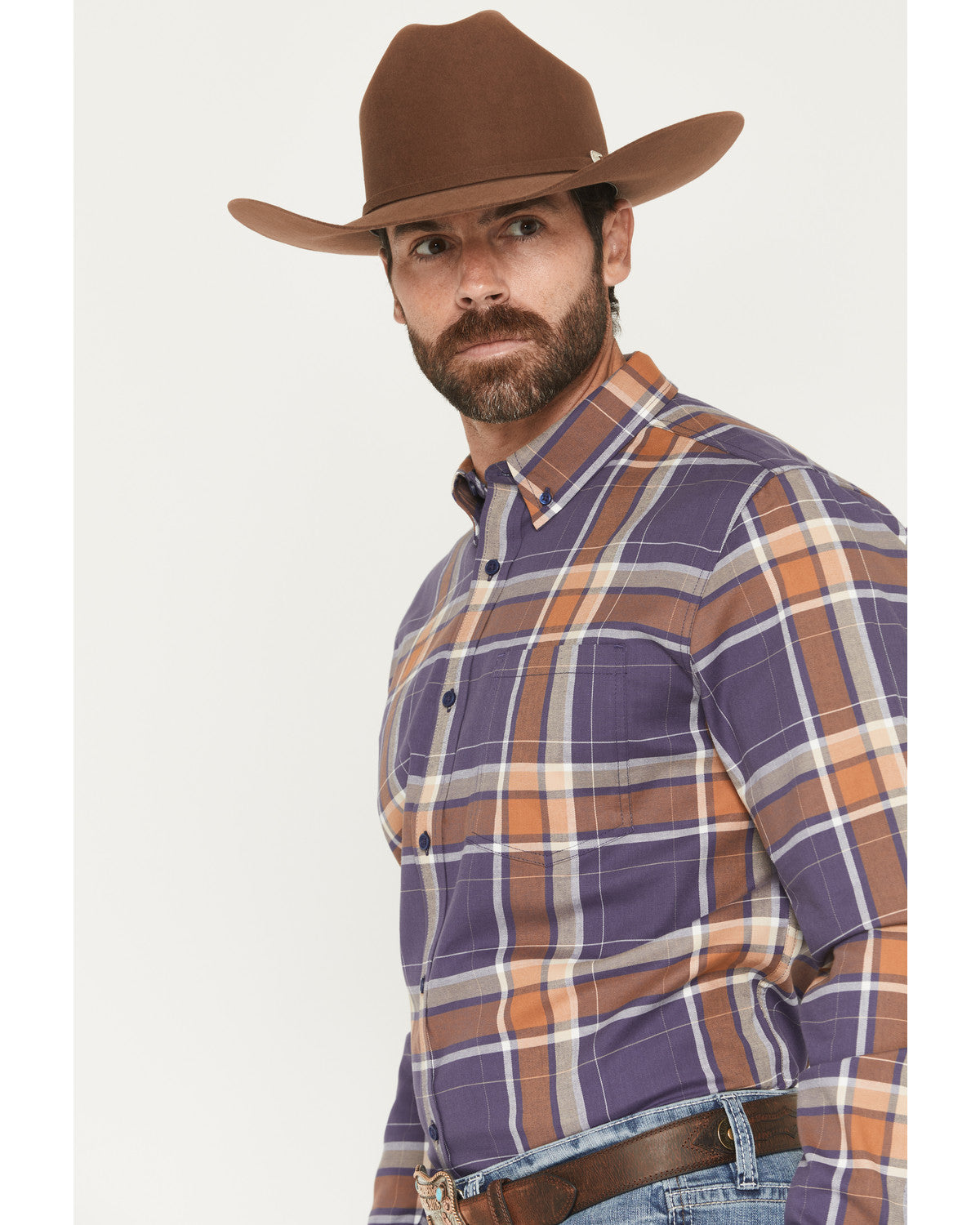 Cody James Men's Smokey Trail Plaid Print Long Sleeve Button-Down Stre
