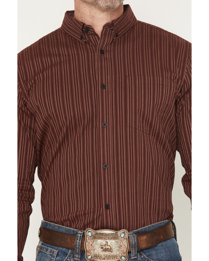 Cody James Men's Wildfire Stripe Print Long Sleeve Button-Down Stretch