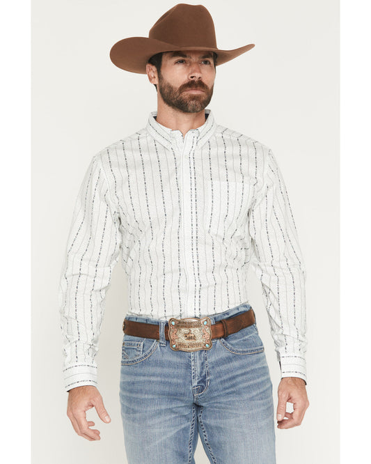 Cody James Men's Ranchers Legend Floral Stripe Print Long Sleeve Butto