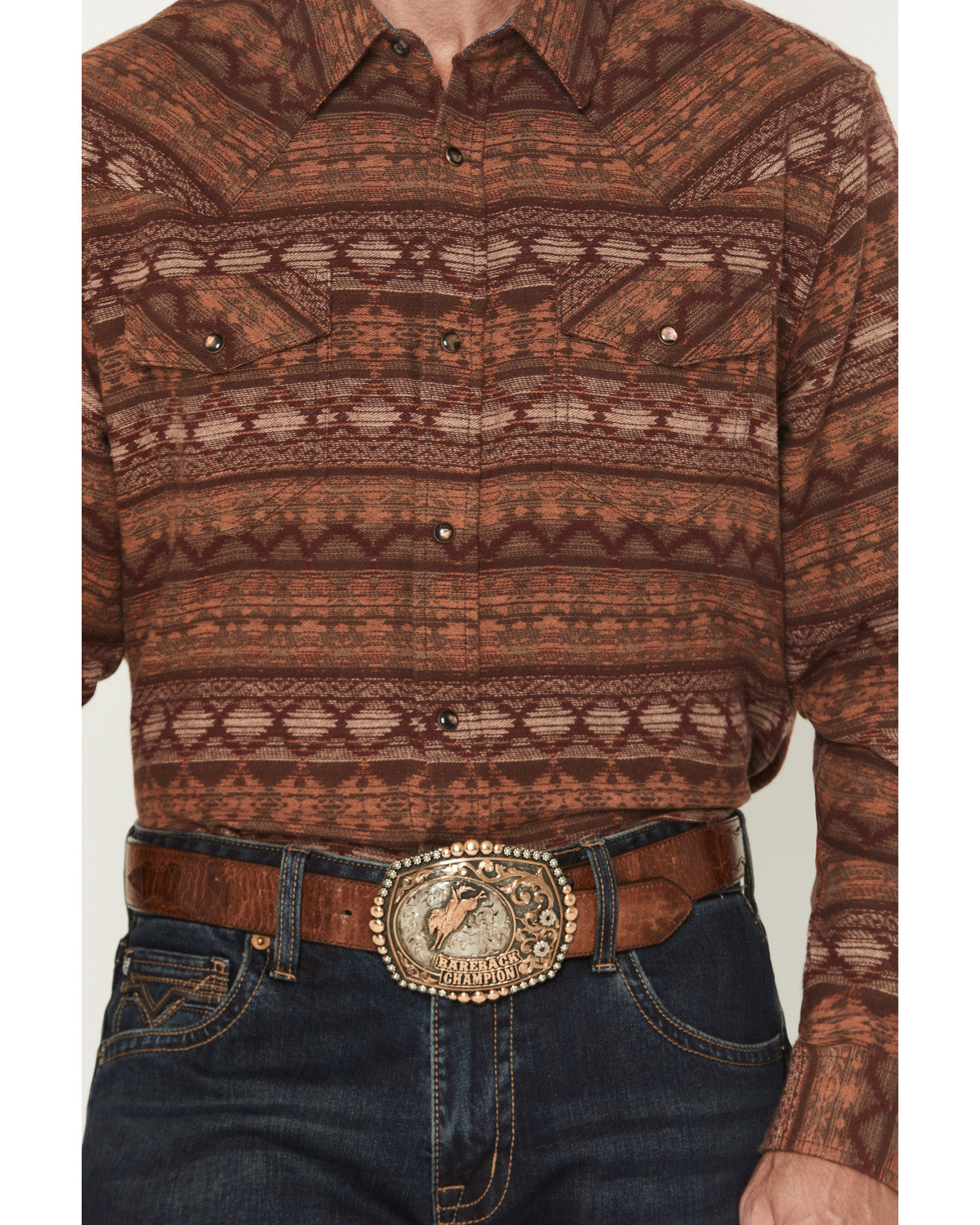Cody James Men's Red Label Southwestern Print Long Sleeve Snap Flannel