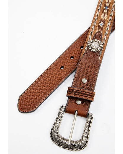 Cody James Men's Southwestern Concho Ribbon Inlay Belt